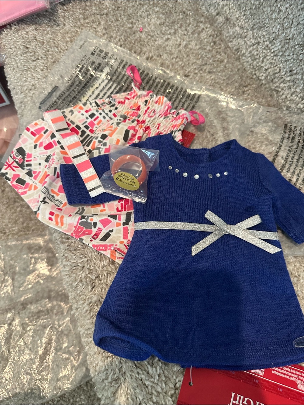AMERICAN GIRL DOL  - WORLD TRAVELER AND BLUE RHINESTONE STUDDED DRESS -